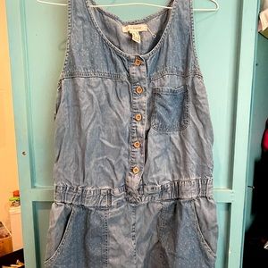 faux denim overalls